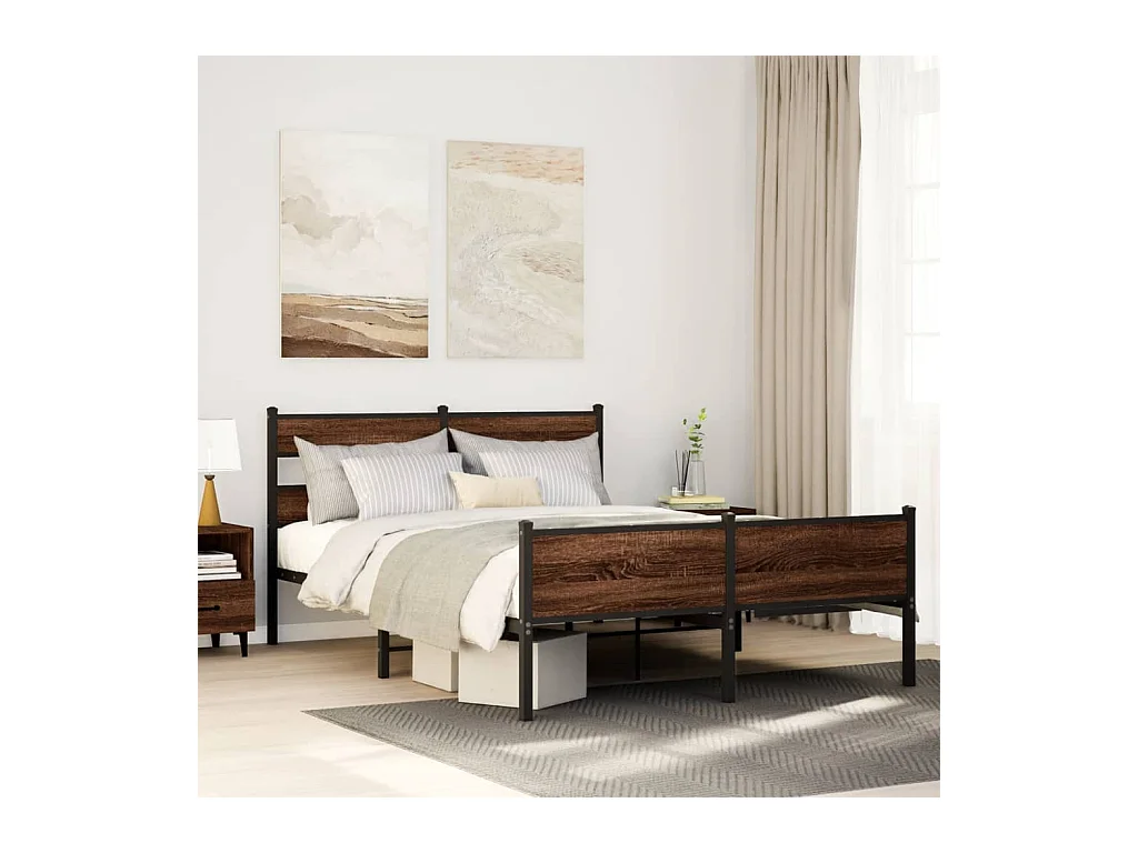 Cadre de lit sans matelas chêne marron 137x190 cm
