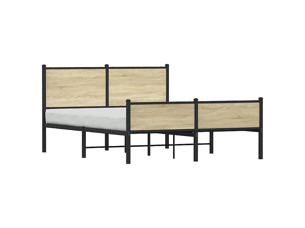 Cadre de lit en métal sans matelas chêne sonoma 137x190 cm