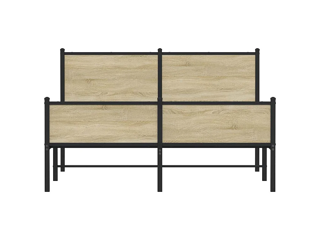 Cadre de lit en métal sans matelas chêne sonoma 137x190 cm