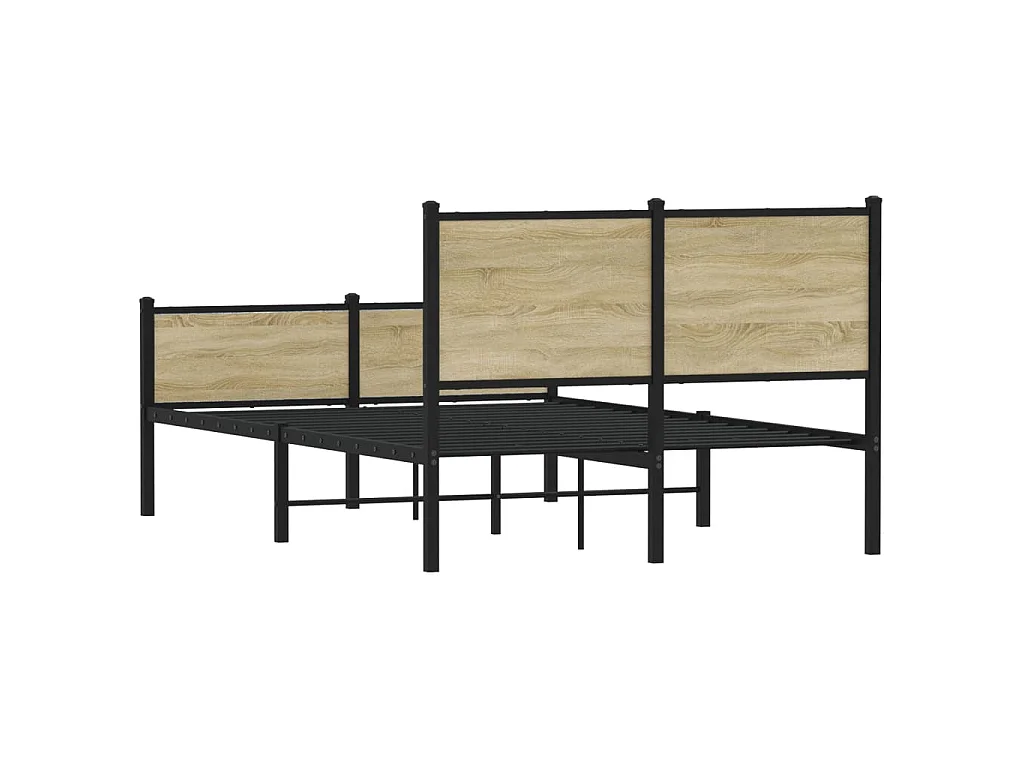 Cadre de lit en métal sans matelas chêne sonoma 137x190 cm