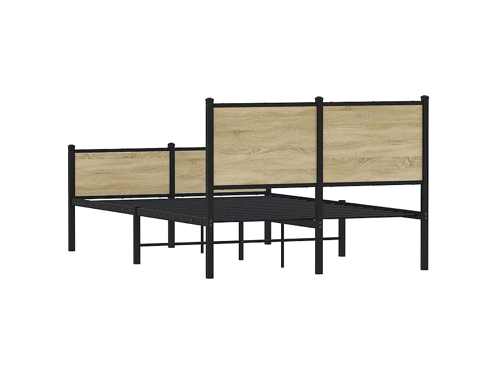 Metallbett ohne Matratze Sonoma-Eiche 137x190 cm
