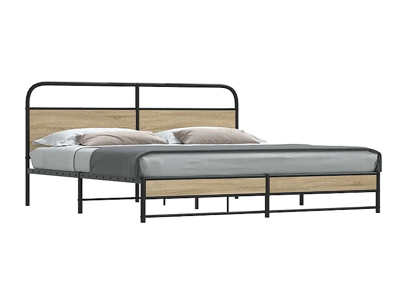 Metallbett ohne Matratze Räuchereiche 183x213 cm