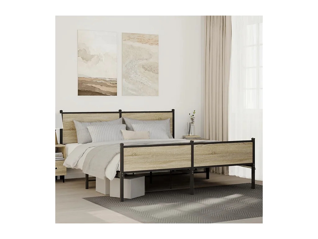 Giroletto senza Materaso in Metallo Rovere Sonoma 183x213 cm