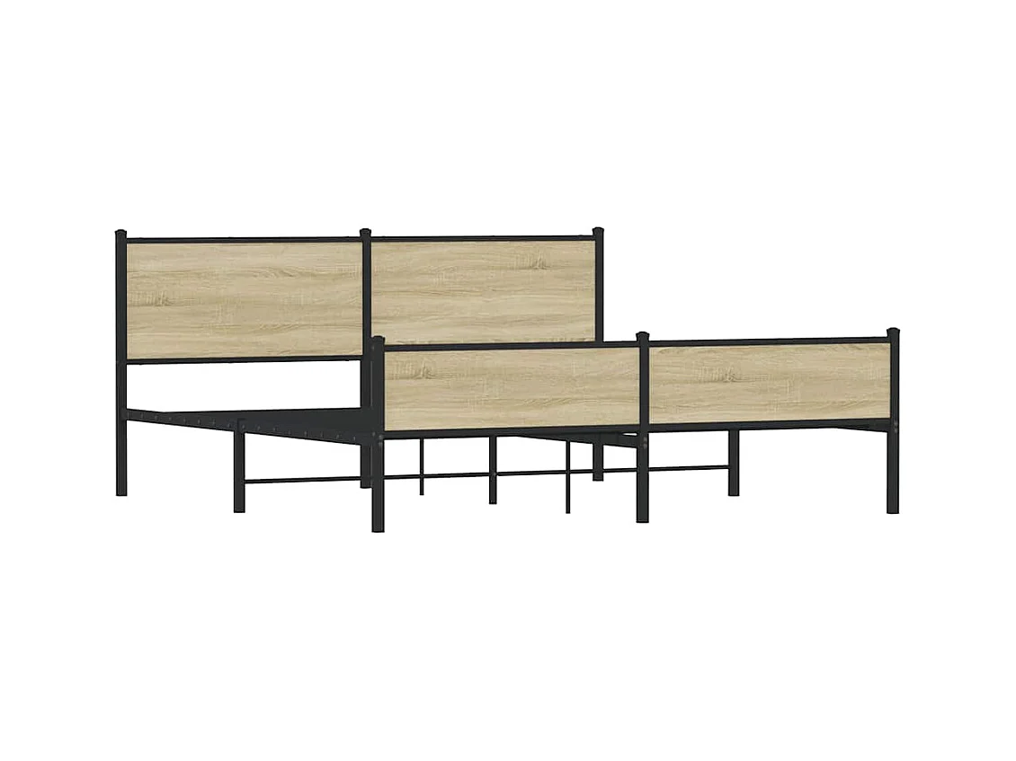 Cadre de lit en métal sans matelas chêne sonoma 183x213 cm