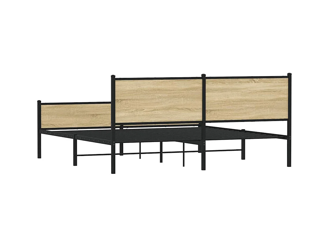 Cadre de lit en métal sans matelas chêne sonoma 183x213 cm