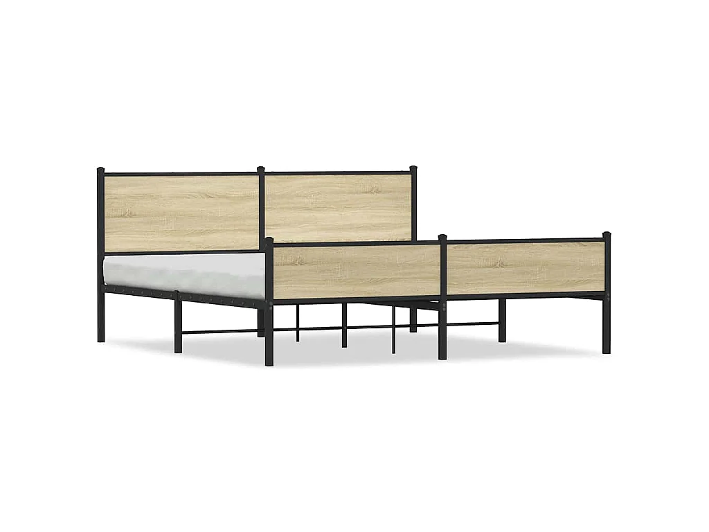 Cadre de lit en métal sans matelas chêne sonoma 183x213 cm