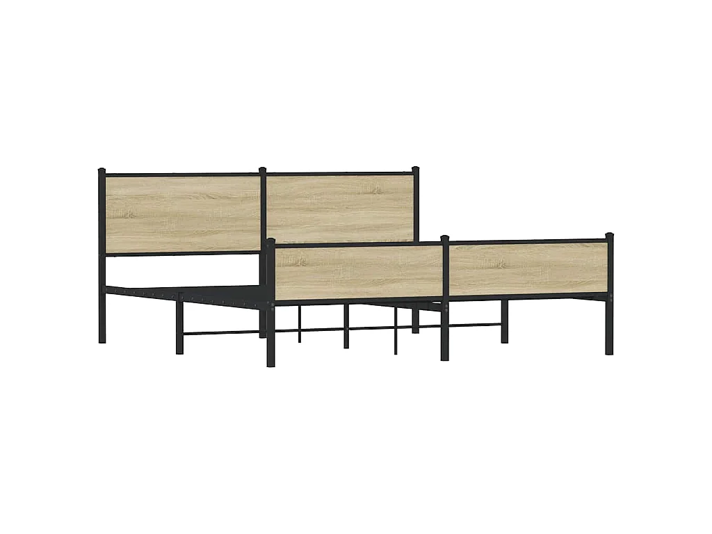 Cadre de lit en métal sans matelas chêne sonoma 183x213 cm