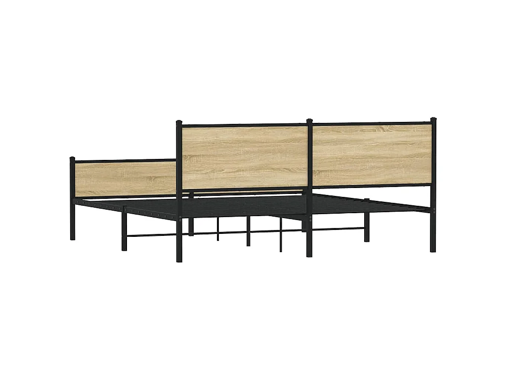 Cadre de lit en métal sans matelas chêne sonoma 183x213 cm