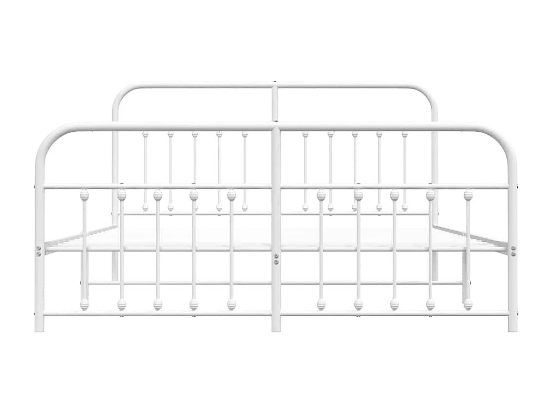 Cadre de lit métal sans matelas et pied de lit blanc 183x213 cm