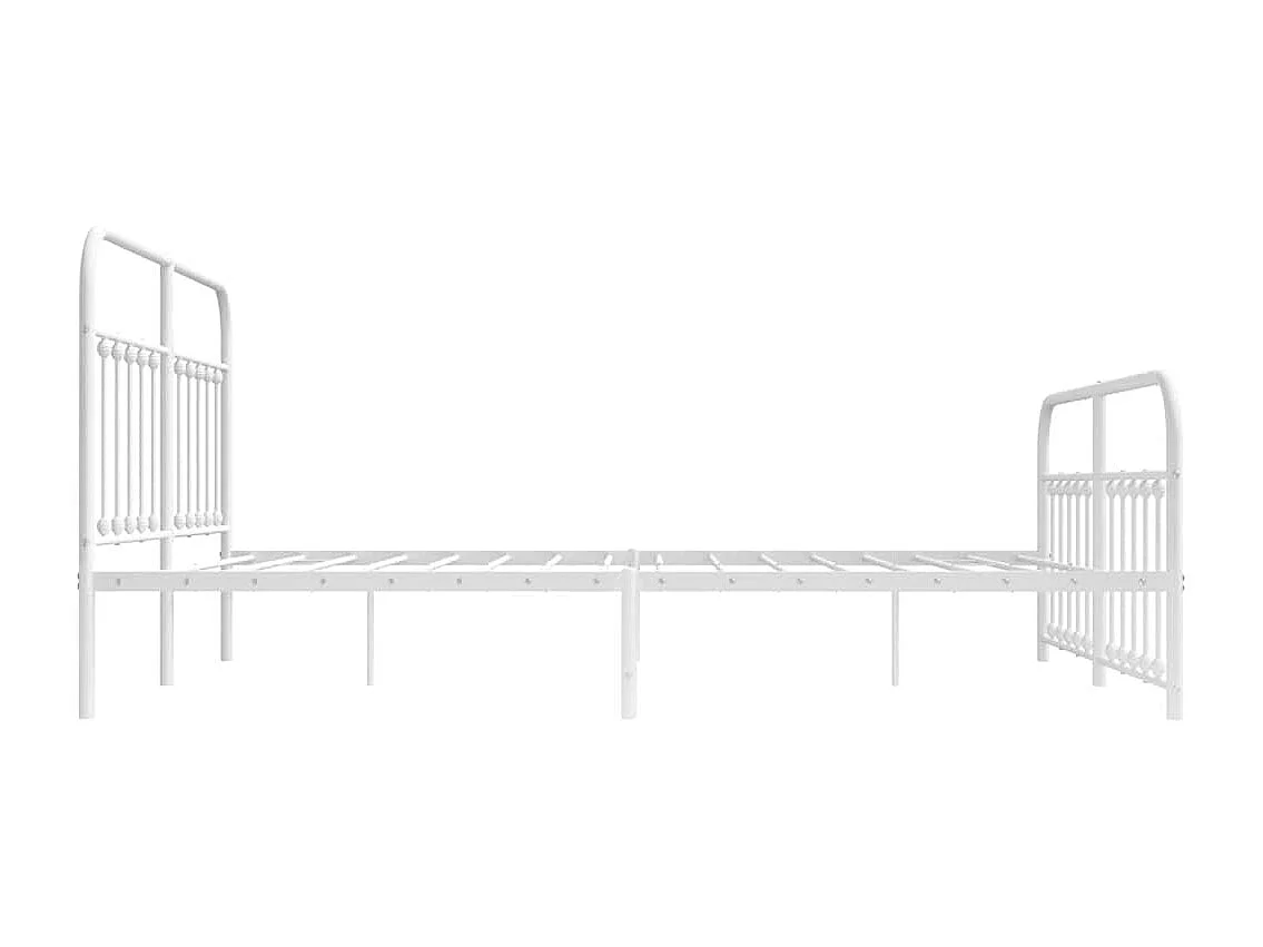 Cadre de lit métal sans matelas et pied de lit blanc 183x213 cm