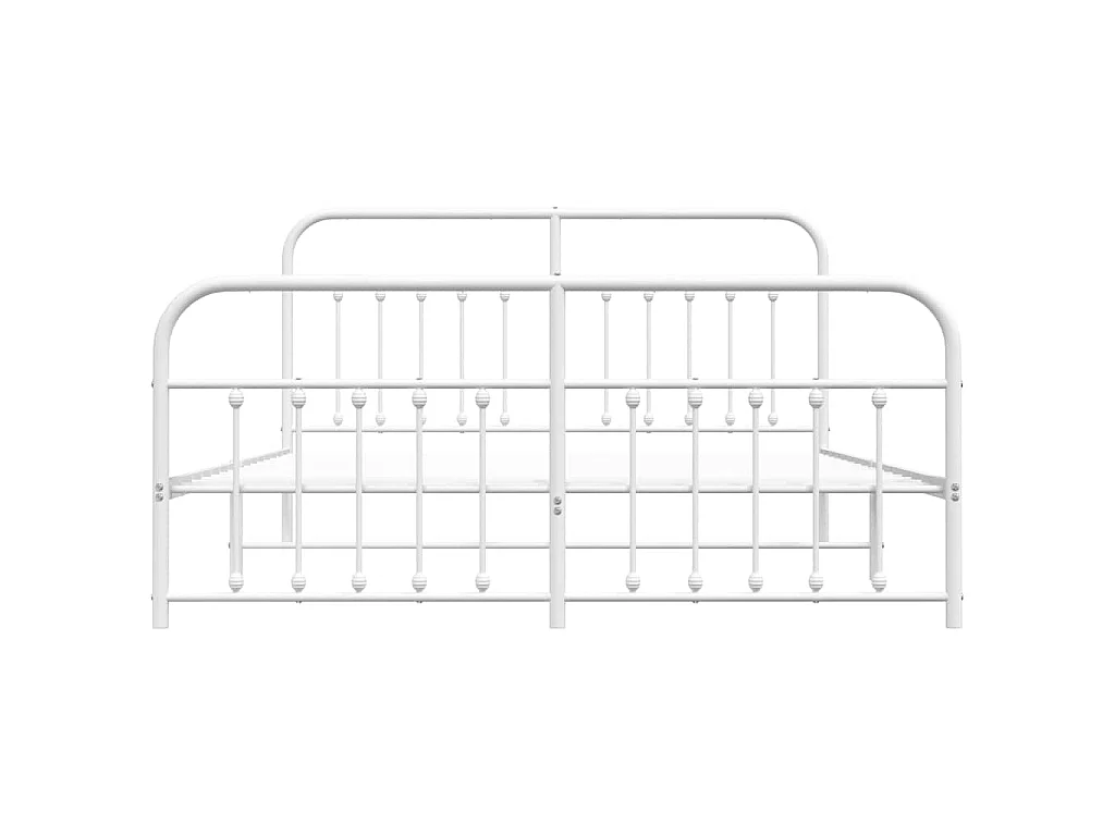 Cadre de lit métal sans matelas et pied de lit blanc 183x213 cm