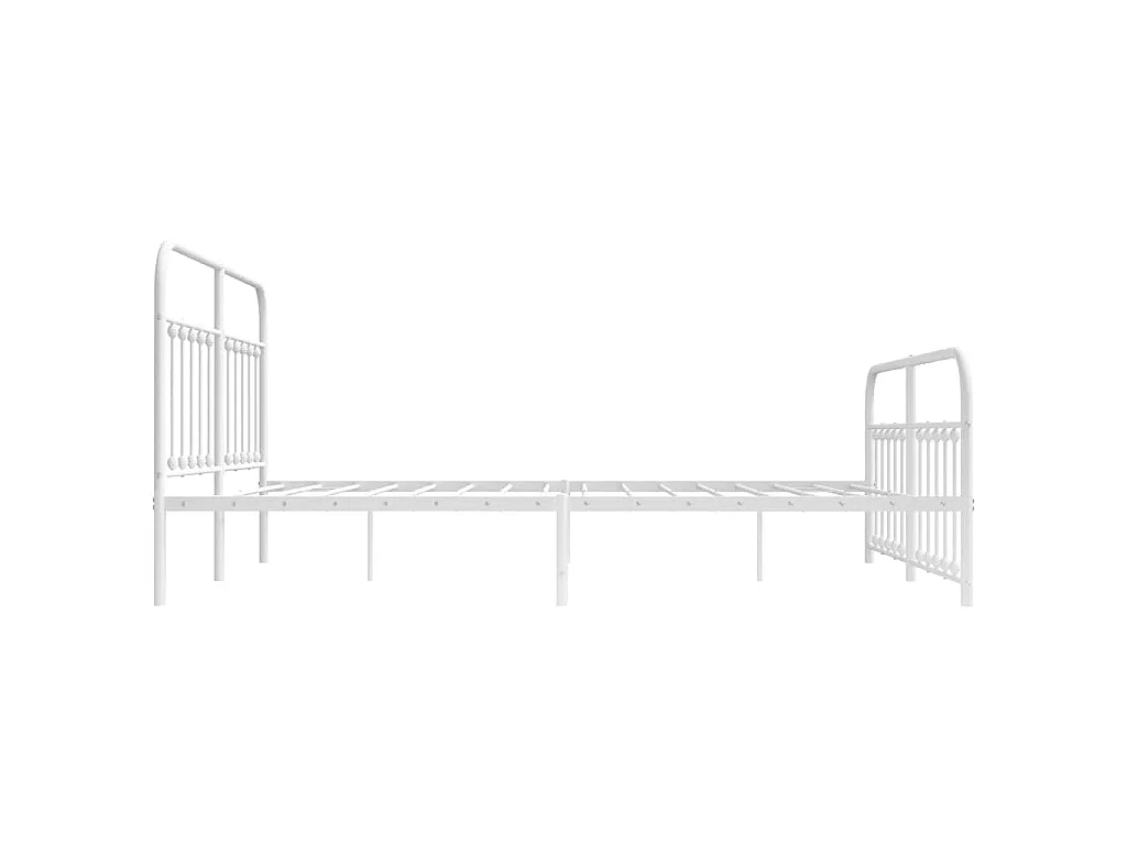 Cadre de lit métal sans matelas et pied de lit blanc 183x213 cm