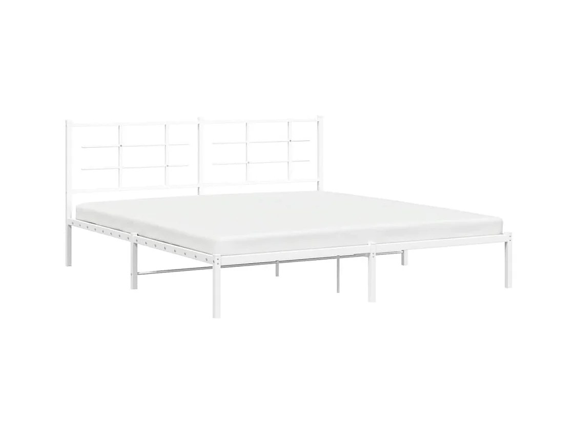 Cadre de lit métal sans matelas et tête de lit blanc 183x213 cm