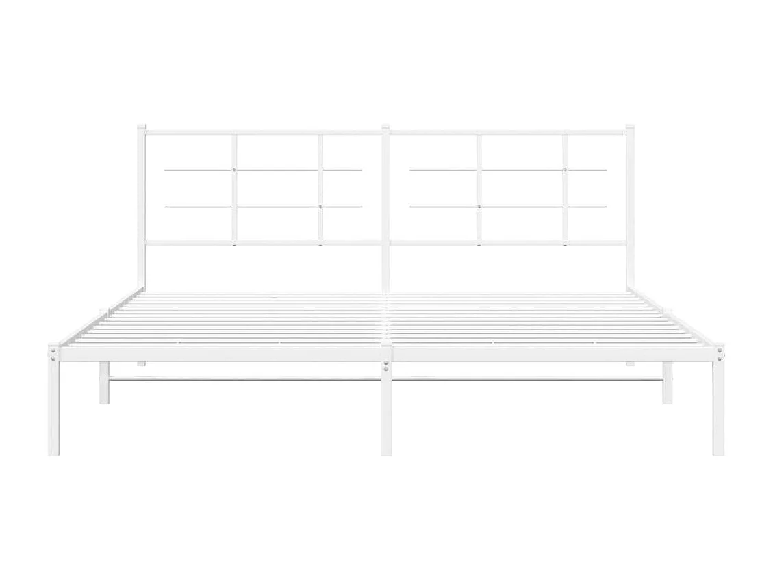 Cadre de lit métal sans matelas et tête de lit blanc 183x213 cm