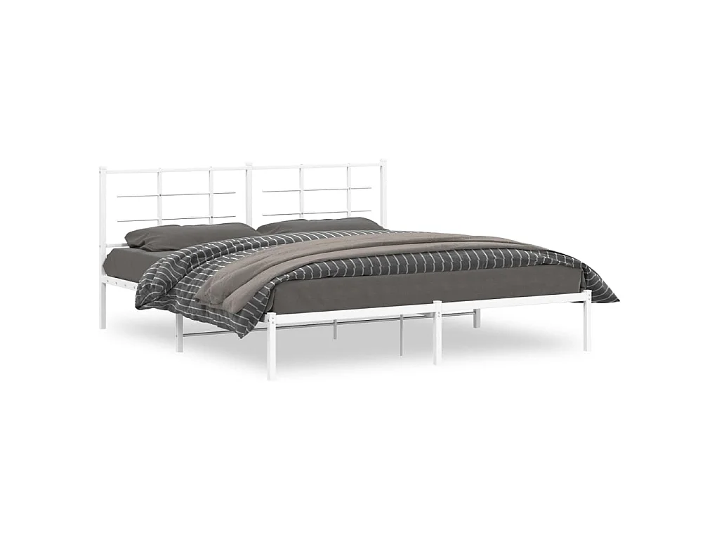 Bedframe met hoofdbord metaal wit 183x213 cm