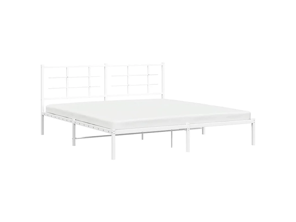 Bedframe met hoofdbord metaal wit 183x213 cm
