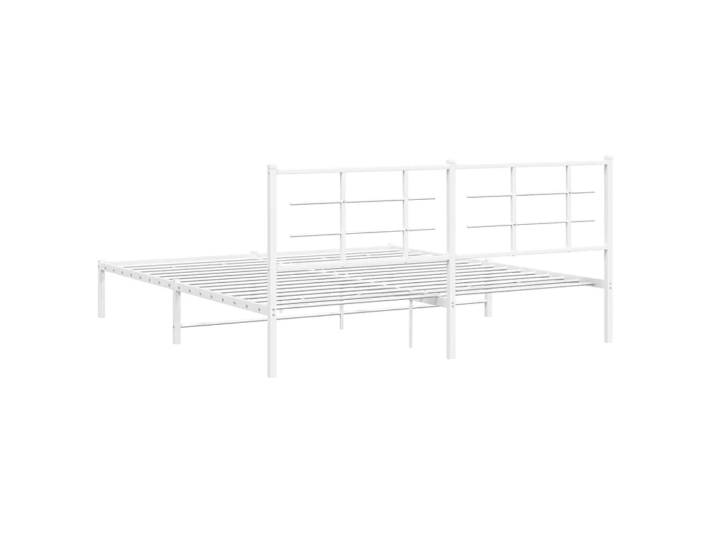Bedframe met hoofdbord metaal wit 183x213 cm