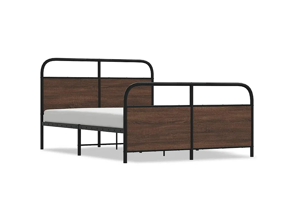 Metallbett ohne Matratze Braun Eichen-Optik 137x190 cm