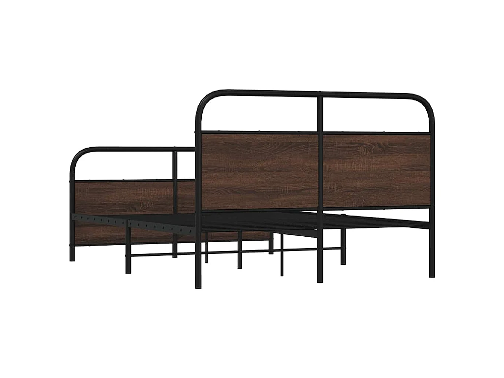 Metallbett ohne Matratze Braun Eichen-Optik 137x190 cm