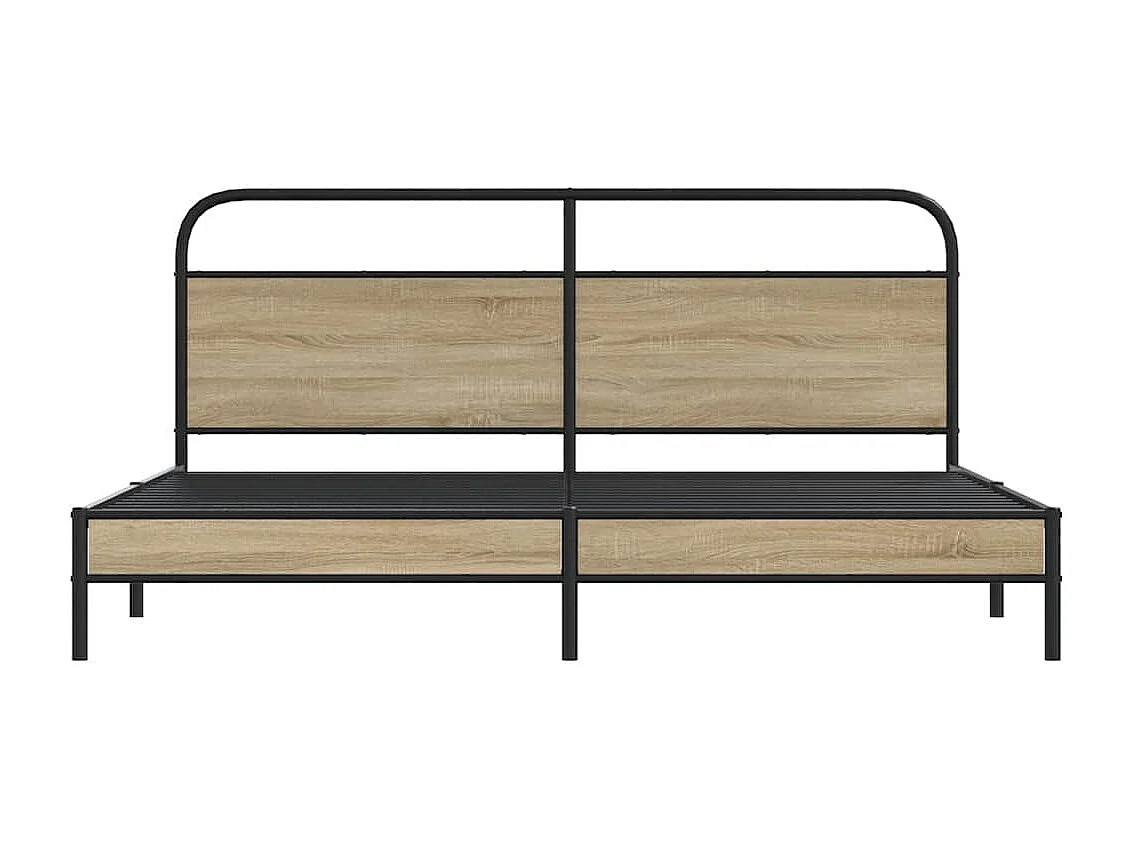 Estructura de cama sin colchón metal roble ahumado 183x213 cm