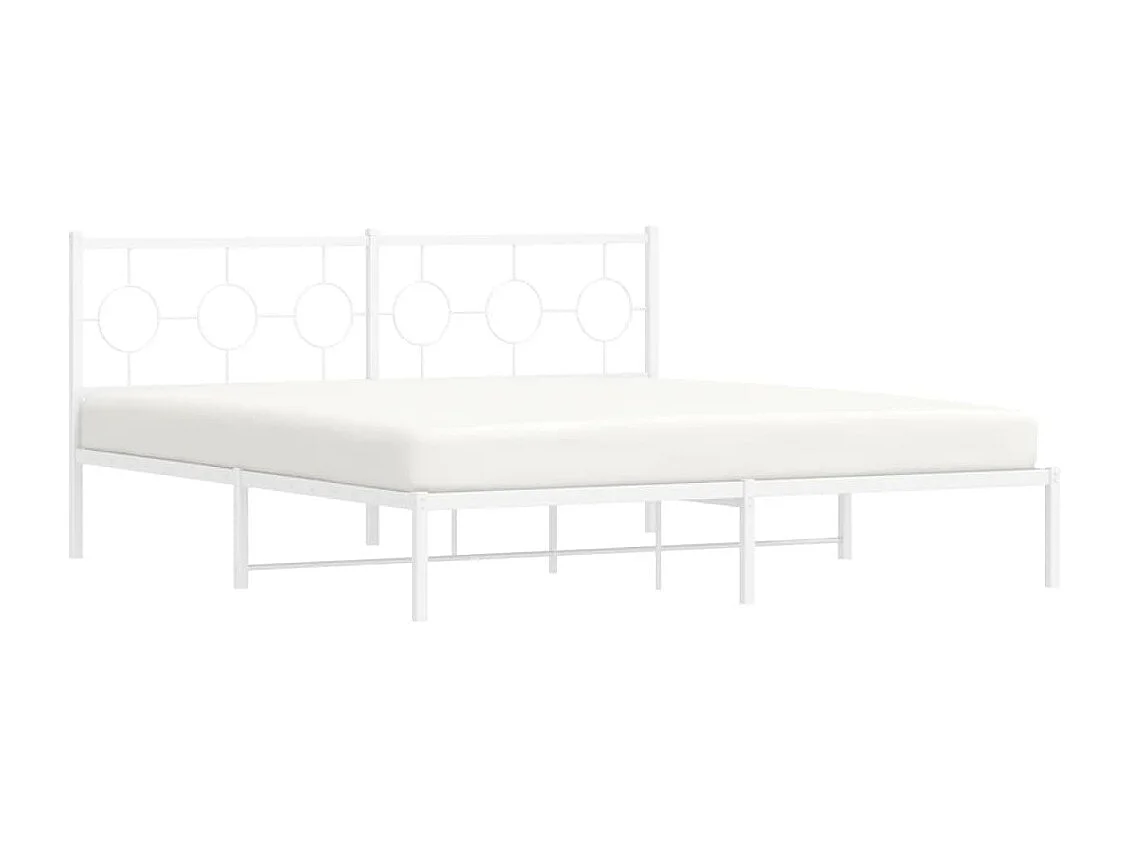 Cadre de lit métal sans matelas et tête de lit blanc 183x213 cm