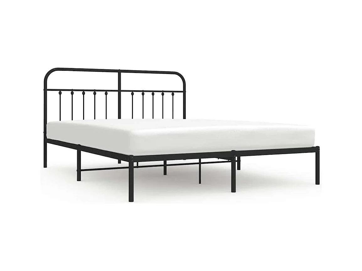 Cadre de lit métal sans matelas avec tête de lit noir 183x213cm