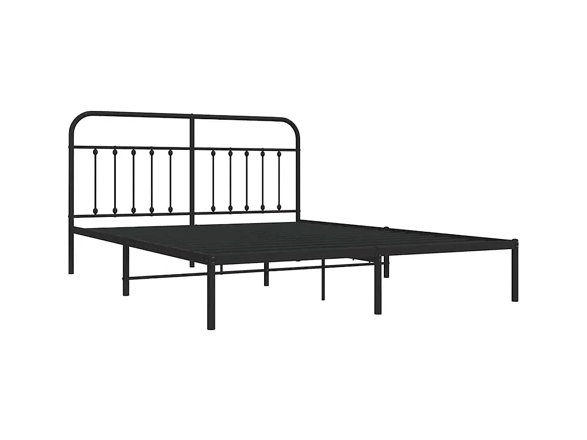 Cadre de lit métal sans matelas avec tête de lit noir 183x213cm