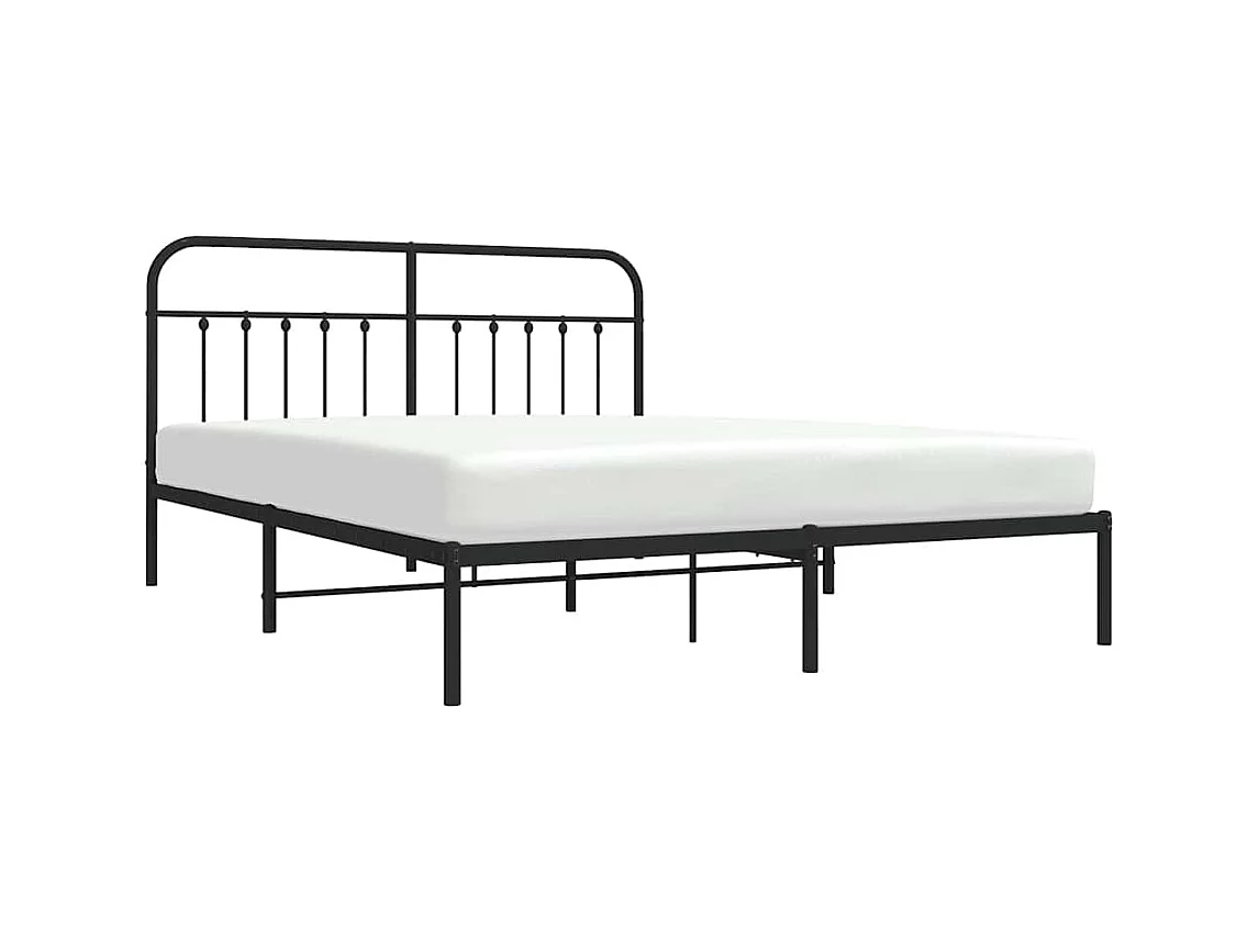 Cadre de lit métal sans matelas avec tête de lit noir 183x213cm