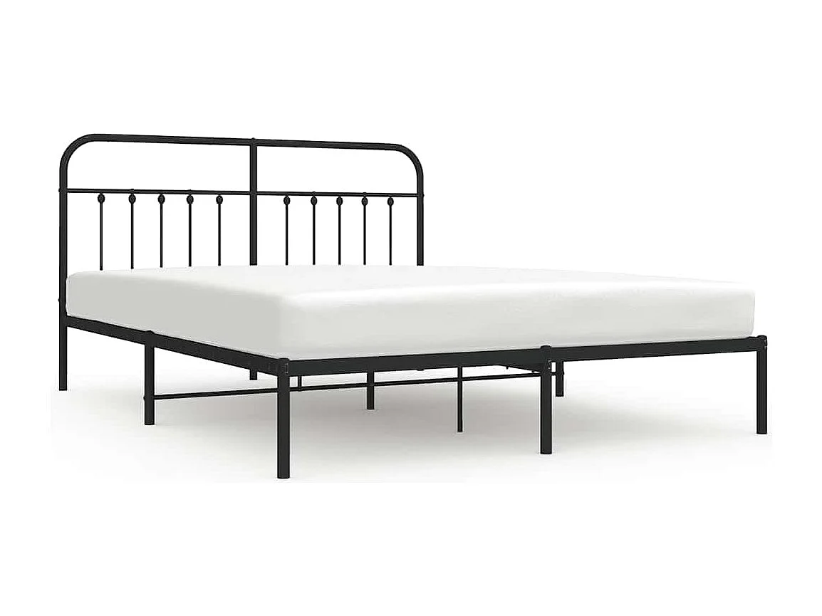 Cadre de lit métal sans matelas avec tête de lit noir 183x213cm
