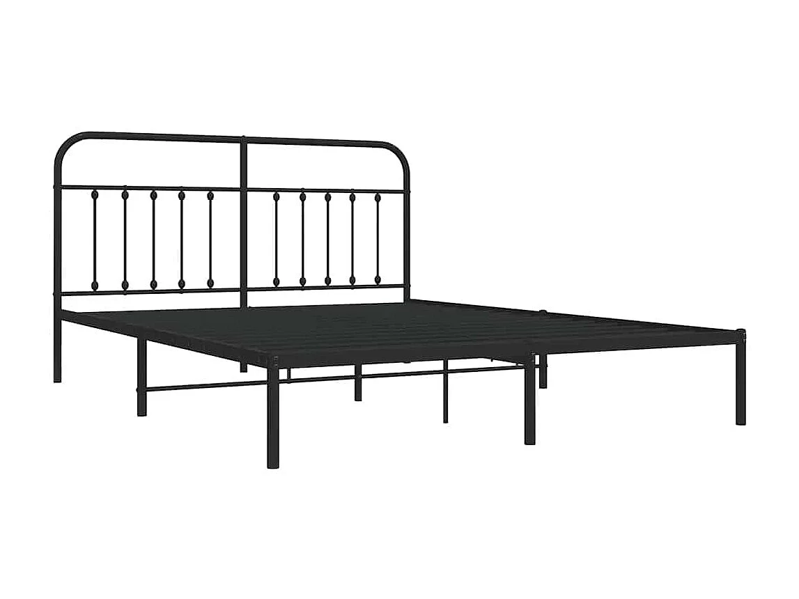 Cadre de lit métal sans matelas avec tête de lit noir 183x213cm