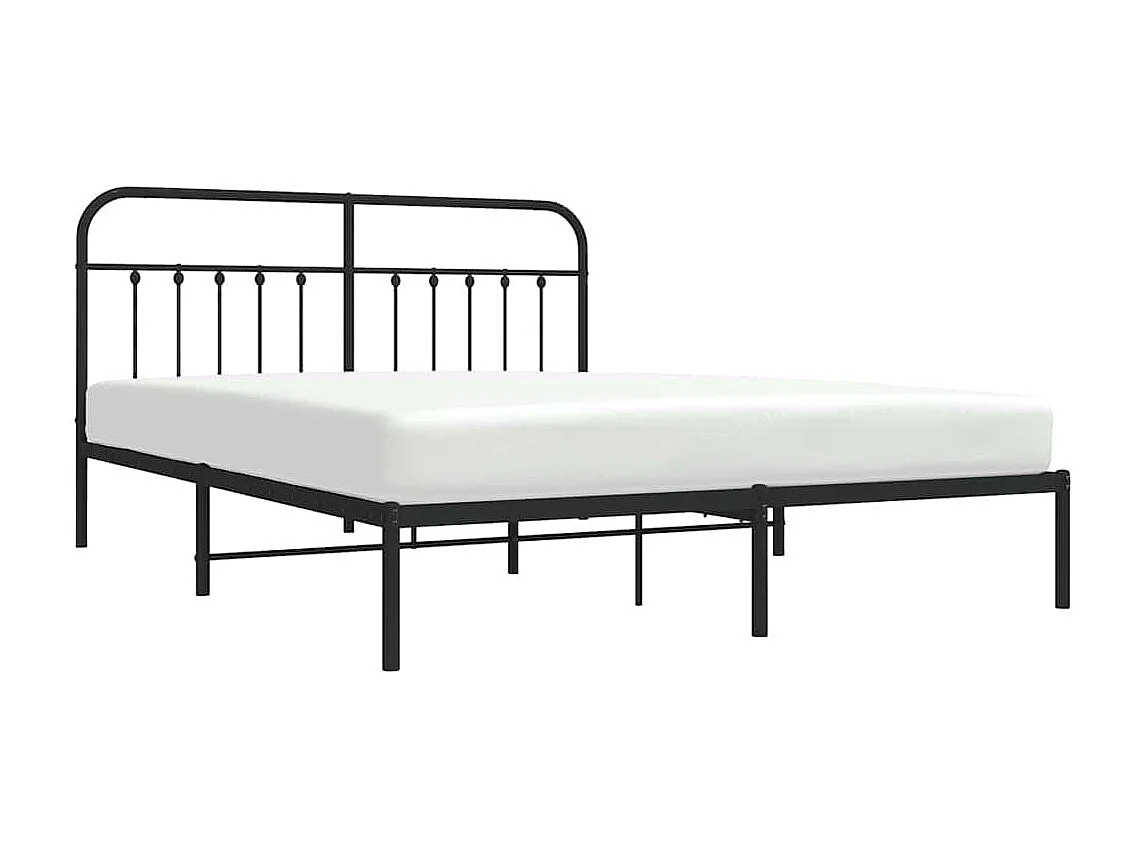Cadre de lit métal sans matelas avec tête de lit noir 183x213cm