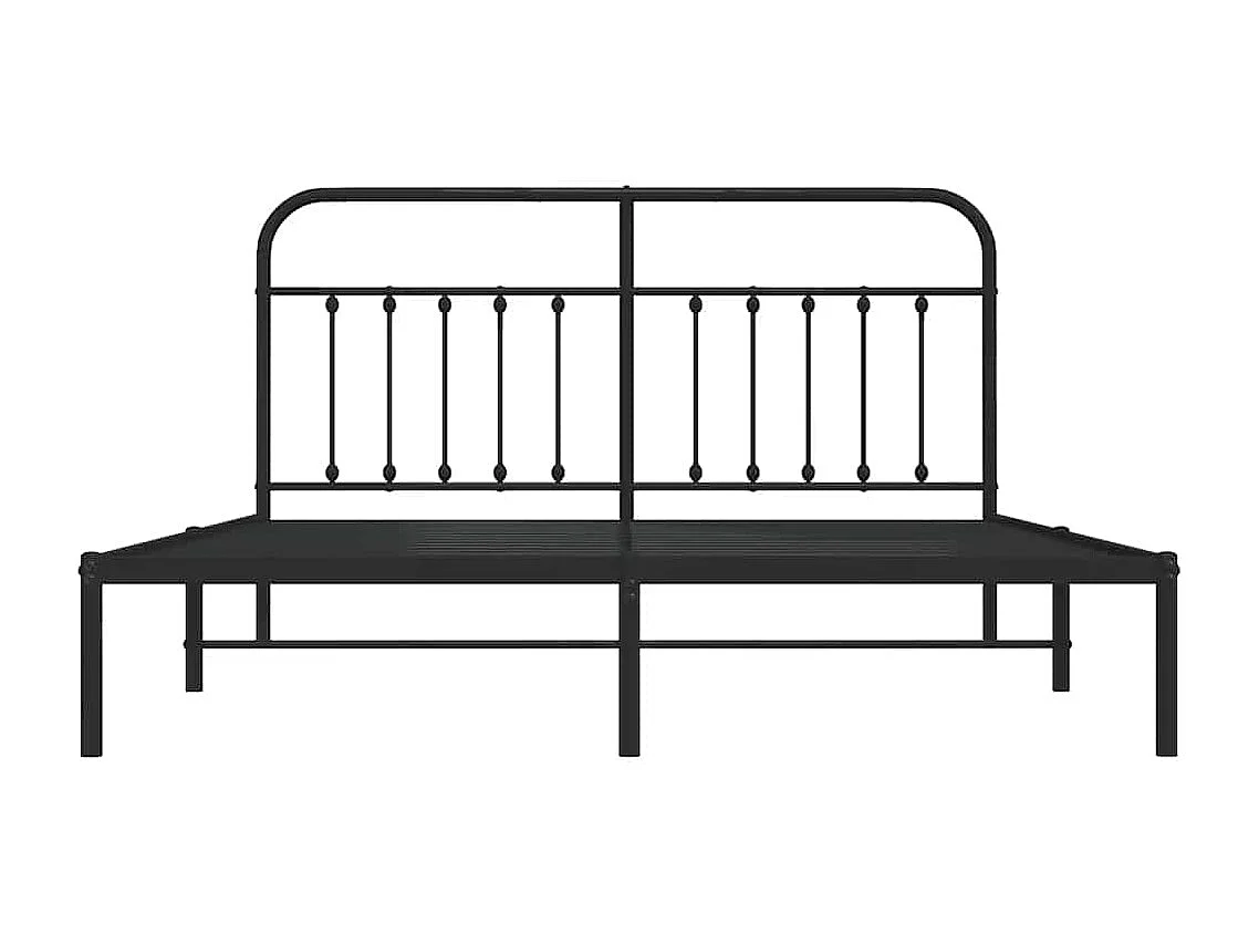Cadre de lit métal sans matelas avec tête de lit noir 183x213cm