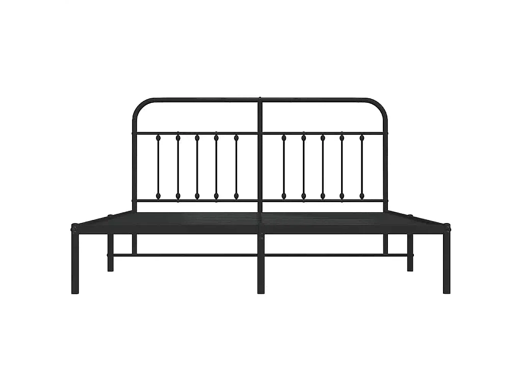 Cadre de lit métal sans matelas avec tête de lit noir 183x213cm