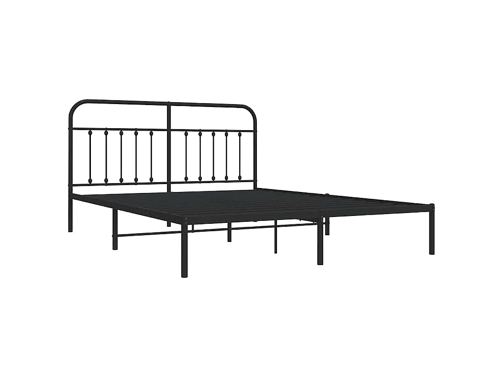 Cadre de lit métal sans matelas avec tête de lit noir 183x213cm