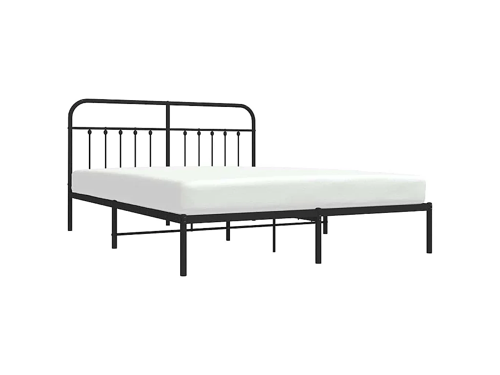 Cadre de lit métal sans matelas avec tête de lit noir 183x213cm