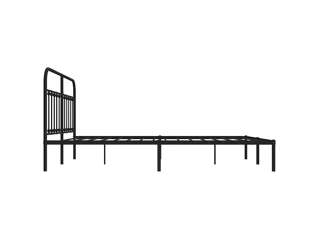 Cadre de lit métal sans matelas avec tête de lit noir 183x213cm