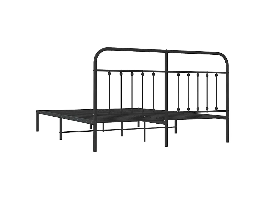 Cadre de lit métal sans matelas avec tête de lit noir 183x213cm