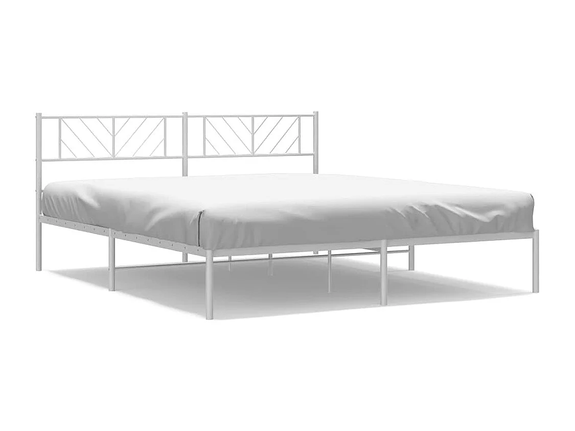 Cadre de lit métal sans matelas et tête de lit blanc 183x213 cm