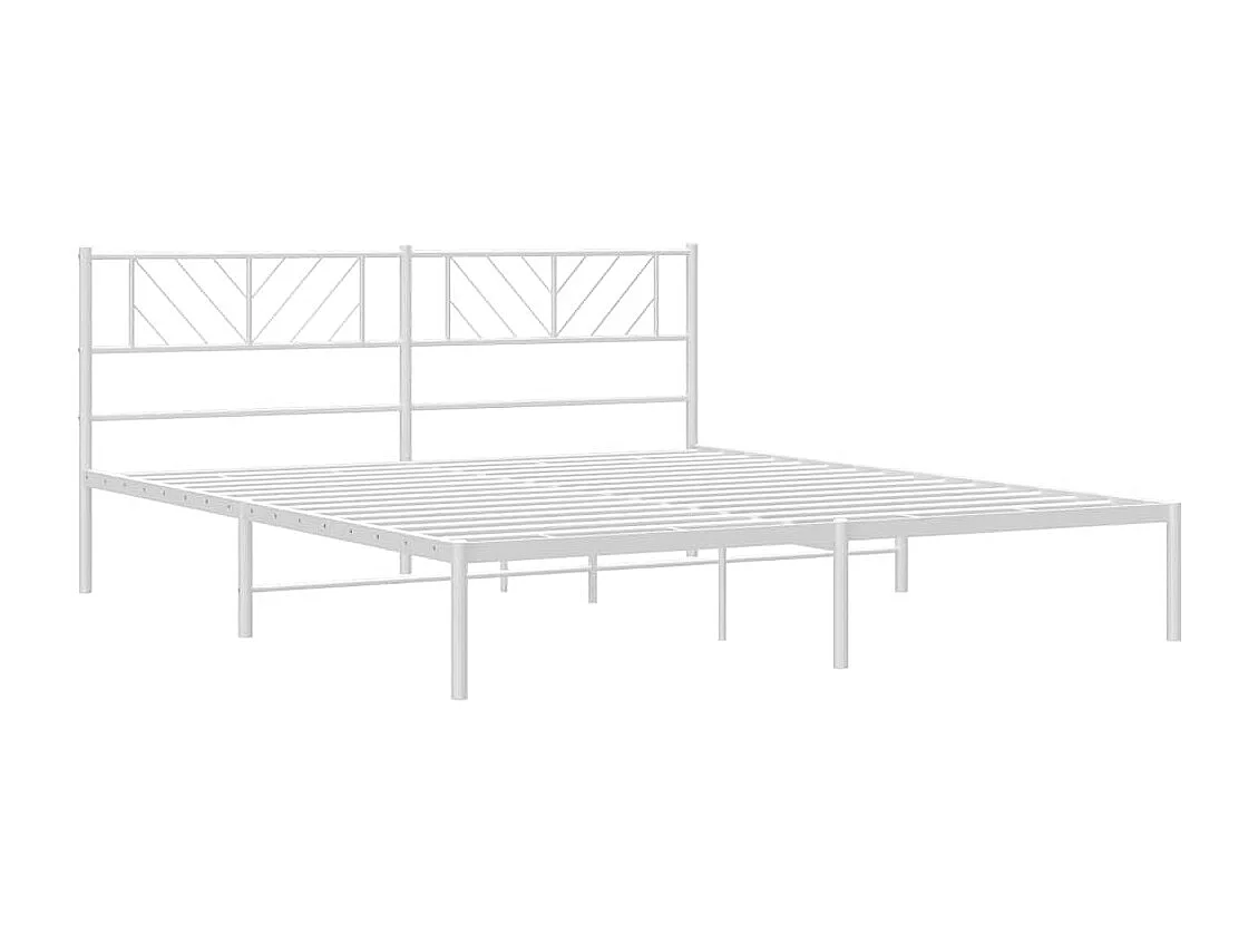 Cadre de lit métal sans matelas et tête de lit blanc 183x213 cm