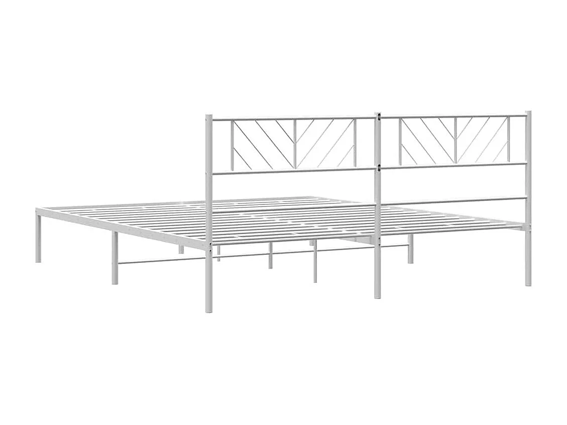 Cadre de lit métal sans matelas et tête de lit blanc 183x213 cm
