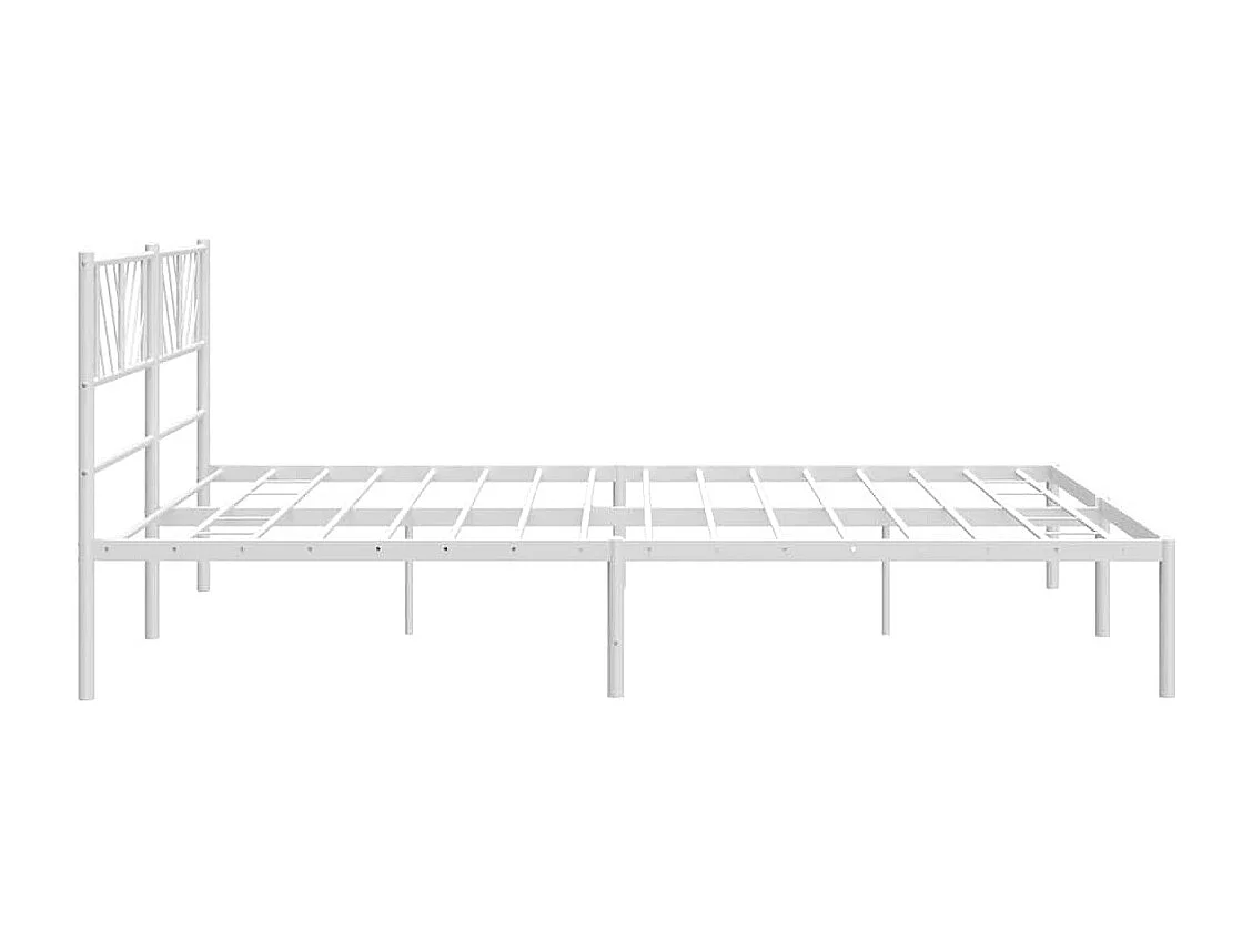 Cadre de lit métal sans matelas et tête de lit blanc 183x213 cm