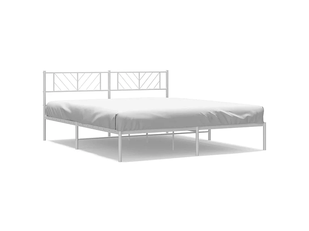 Cadre de lit métal sans matelas et tête de lit blanc 183x213 cm