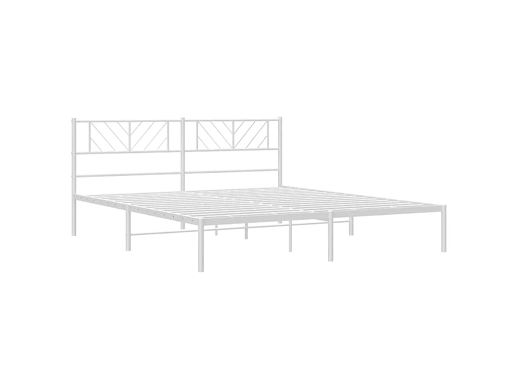 Cadre de lit métal sans matelas et tête de lit blanc 183x213 cm