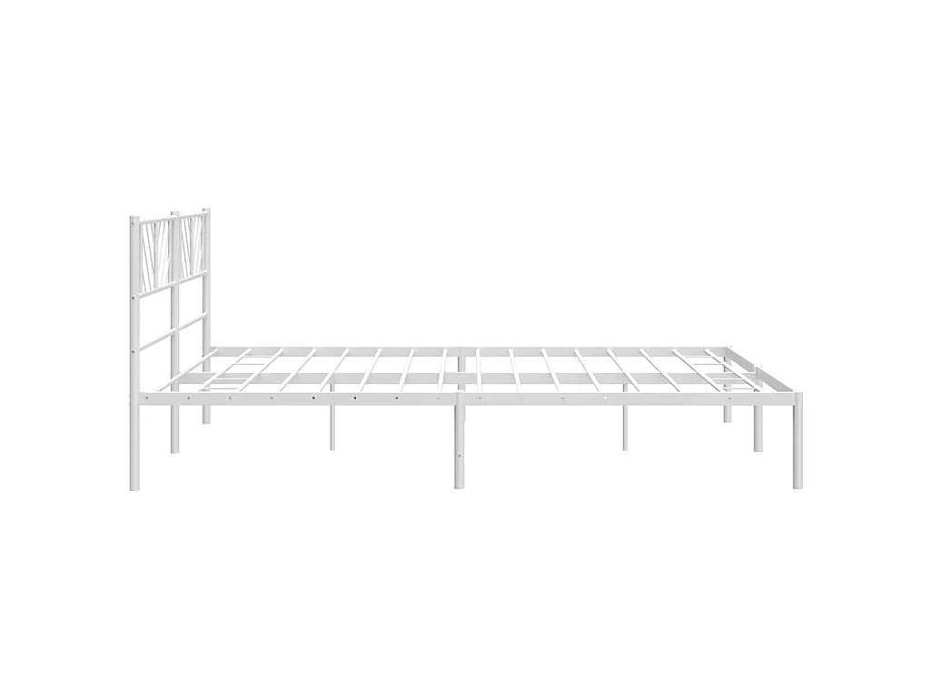 Cadre de lit métal sans matelas et tête de lit blanc 183x213 cm