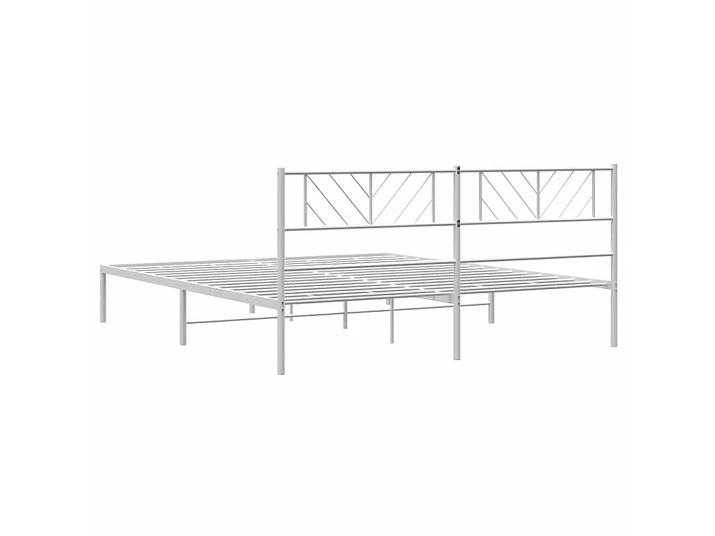 Cadre de lit métal sans matelas et tête de lit blanc 183x213 cm