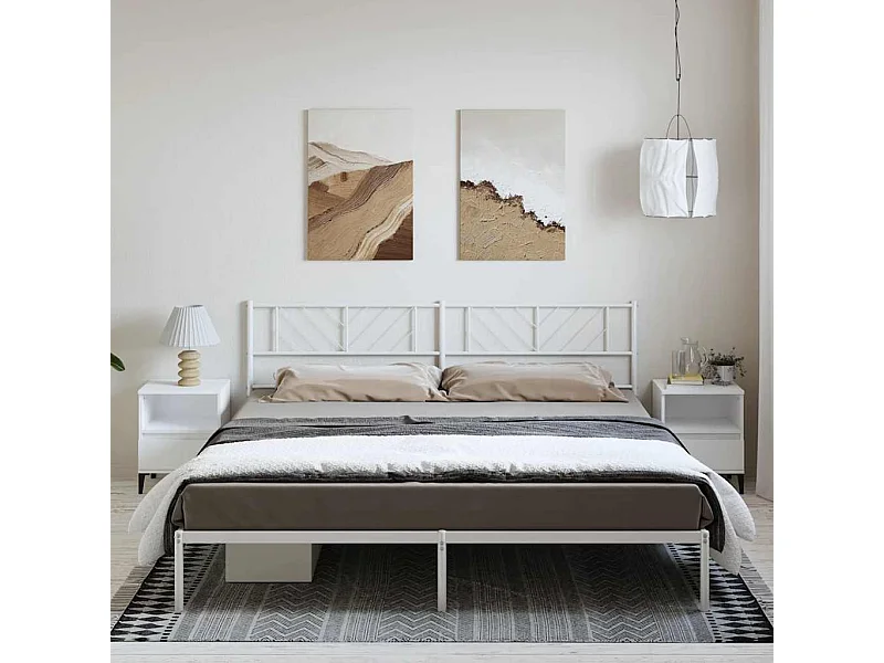 Bedframe met hoofdbord metaal wit 183x213 cm