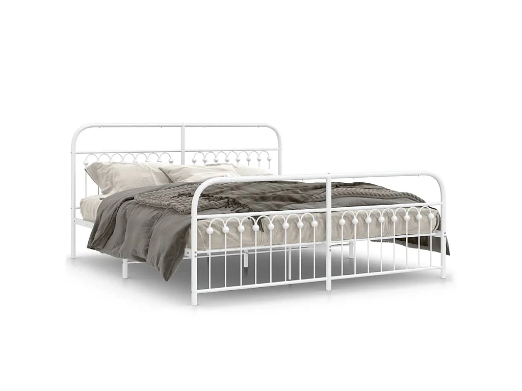 Estructura cama sin colchón con estribo metal blanco 183x213 cm