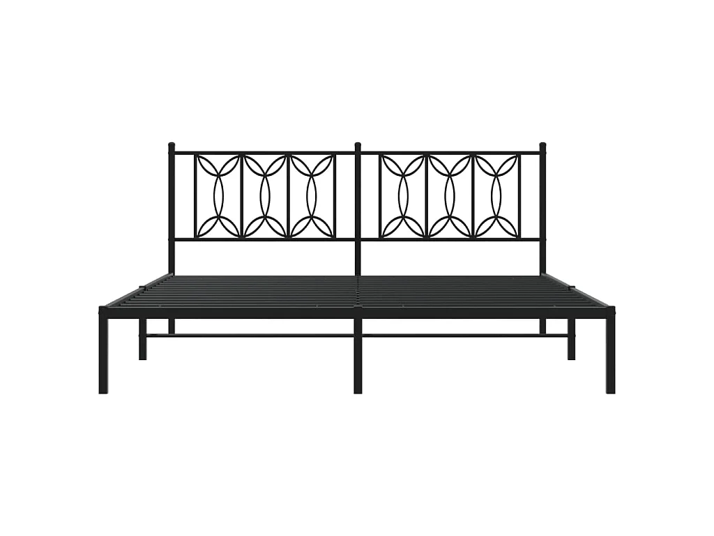 Bedframe met hoofdbord metaal zwart 183x213 cm