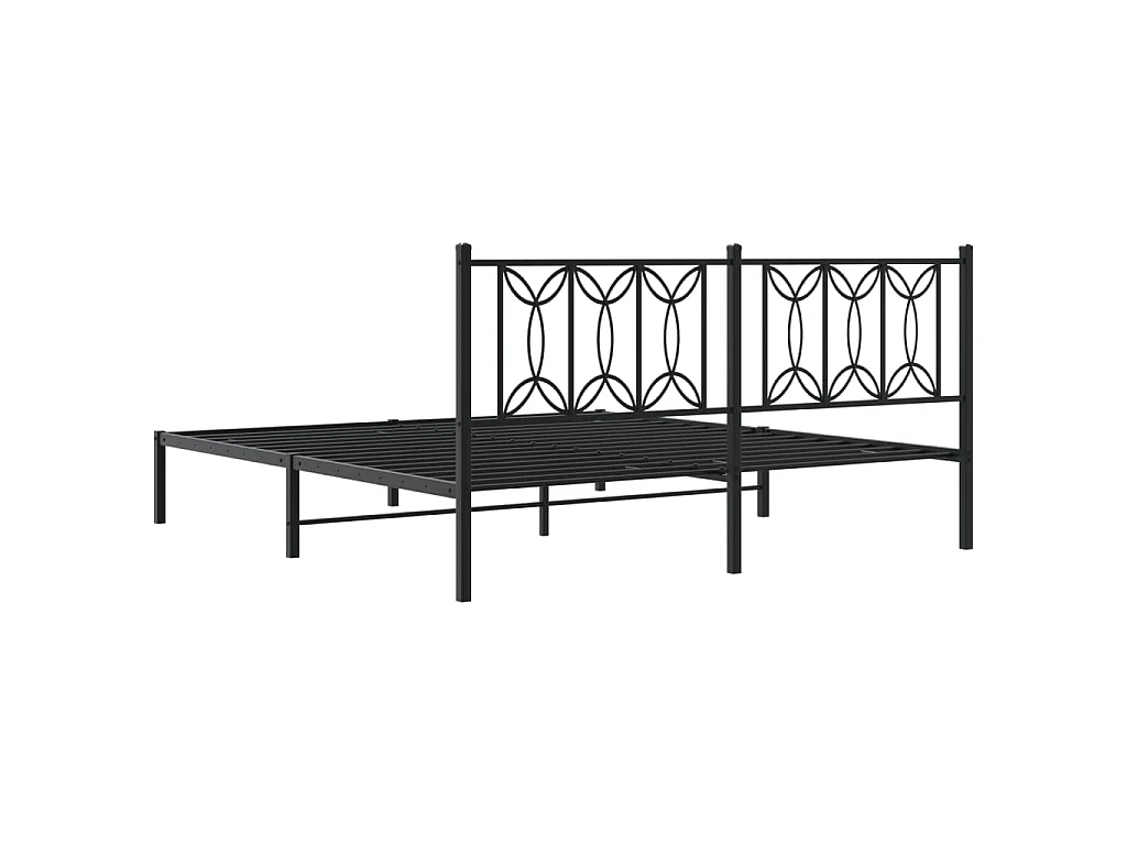 Bedframe met hoofdbord metaal zwart 183x213 cm