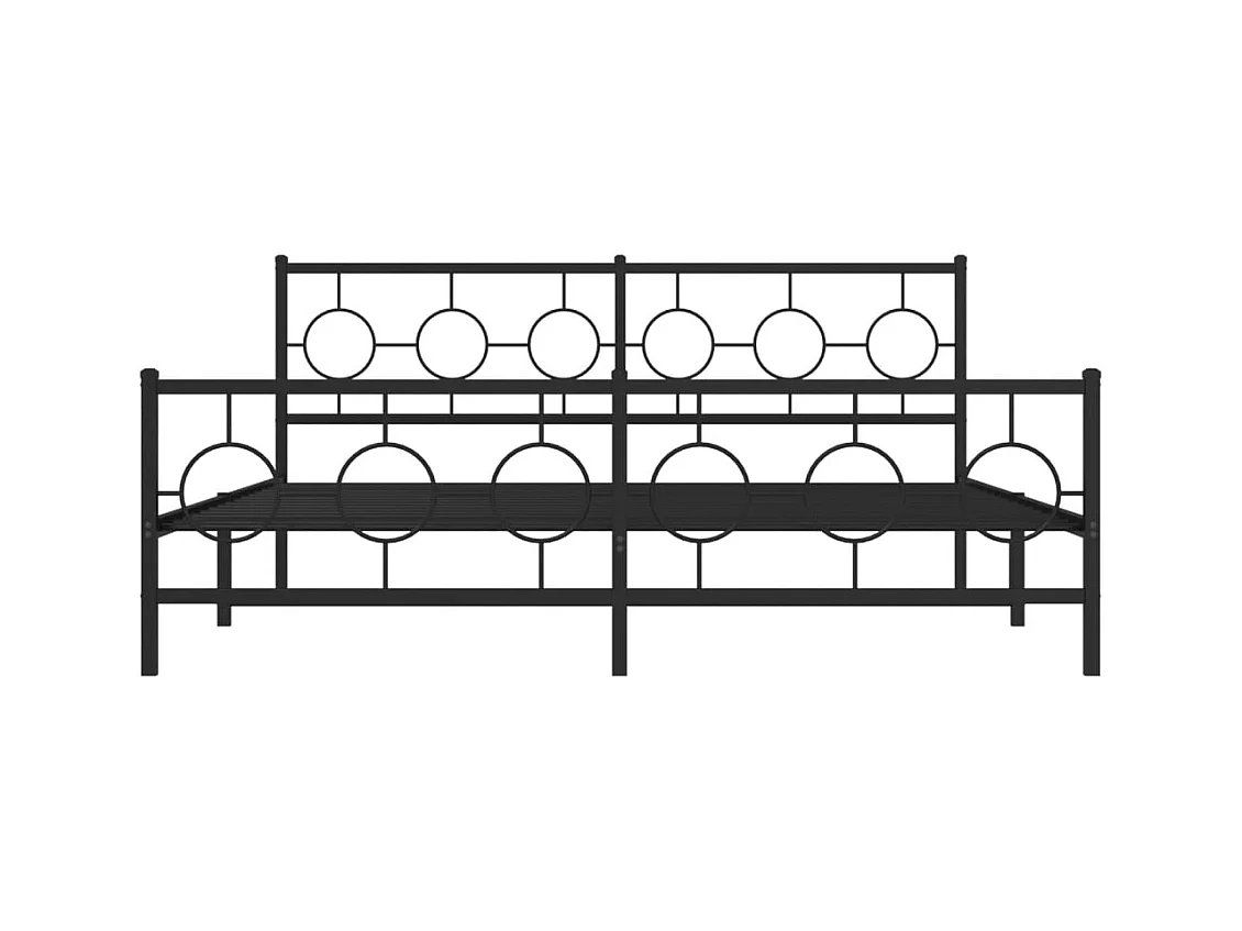Cadre de lit métal sans matelas avec pied de lit noir 183x213cm
